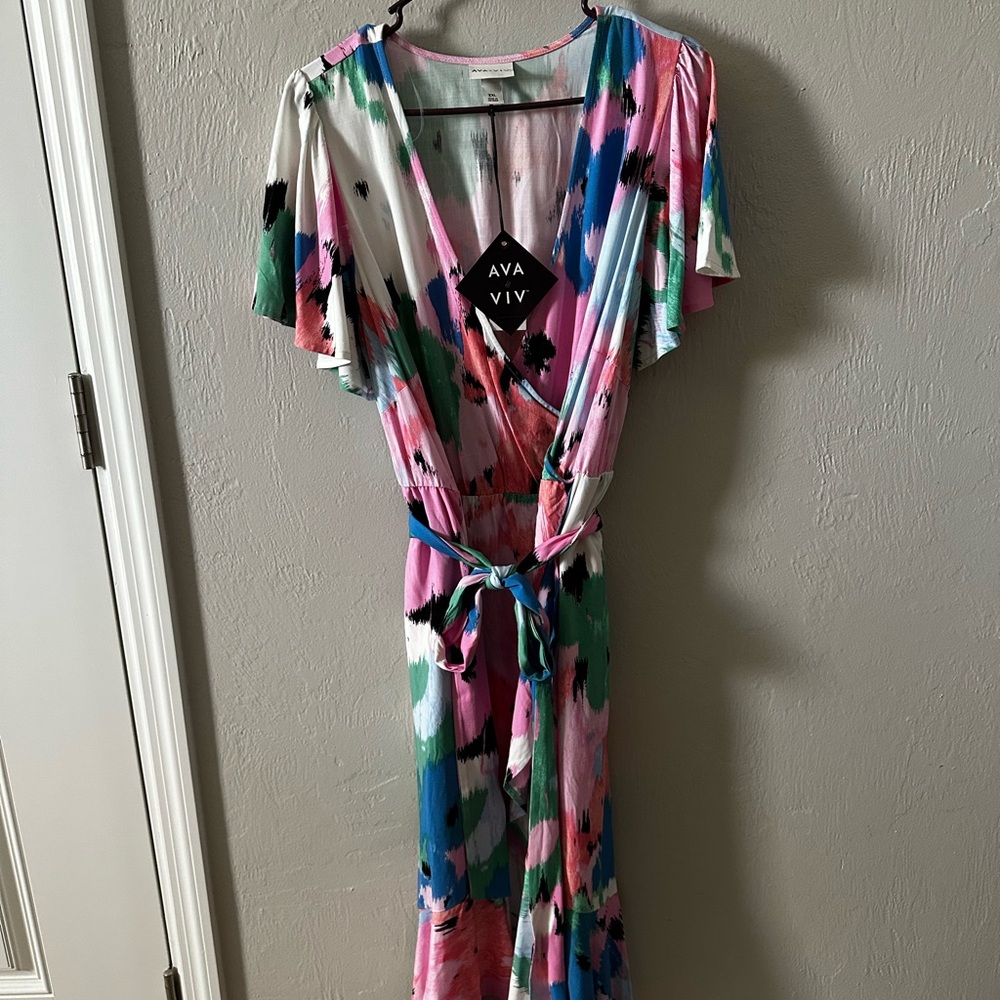 Ava & Viv Multicolor Wrap Dress